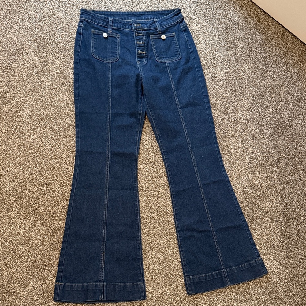 Women's Dark Blue High-Waist Flare Jeans XL size 12/14